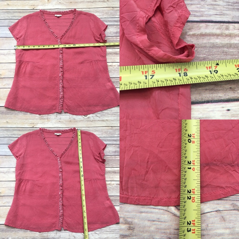 SOLD XS J. Jill Button Down Short Sleeve Sheer Top - Picture 2 of 8